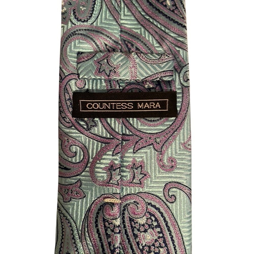 Countess Mara Mens Silk Necktie Sage Green Lavender Paisley Hand Made Formal Tie